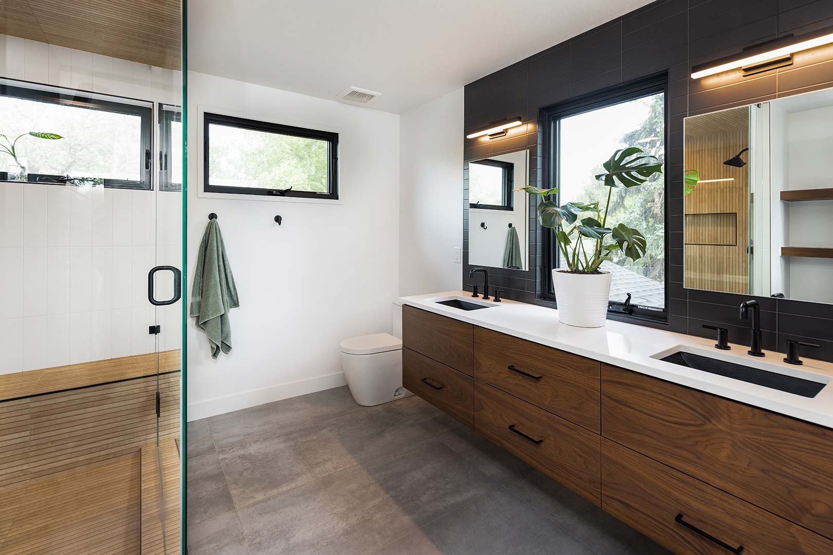 Master bath of the pop-top addition in the Mulberry Street project by Freestone Design-Build